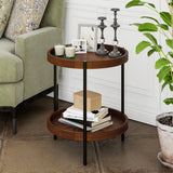 2-Tier Retro End Table with Bottom Shelf