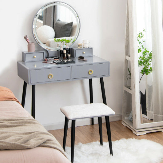 Vanity Table Set with Mirror-Gray