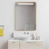 Metal Framed Bathroom Mirror with Rounded Corners-Golden
