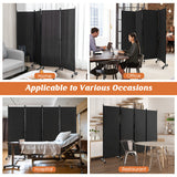 4-Panel Folding Room Divider 6 Feet Rolling Privacy Screen with Lockable Wheels-Black