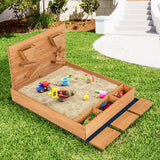 Kids Wooden Square Sandbox with Cover