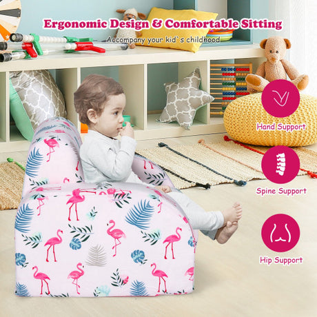 3-in-1 Convertible Kid Sofa Bed Flip-Out Chair Lounger for Toddler-Pink