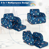 3-in-1 Convertible Kid Sofa Bed Flip-Out Chair Lounger for Toddler-Blue