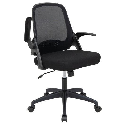 Adjustable Mesh Office Chair Rolling Computer Desk Chair with Flip-up Armrest-Black