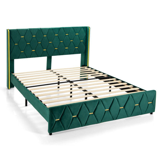 Queen/Full Size Upholstered Platform Bed Frame with Adjustable Headboard-Queen Size