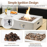 48 Inch Outdoor Concrete Fire Pit with Lava Rocks-Gray