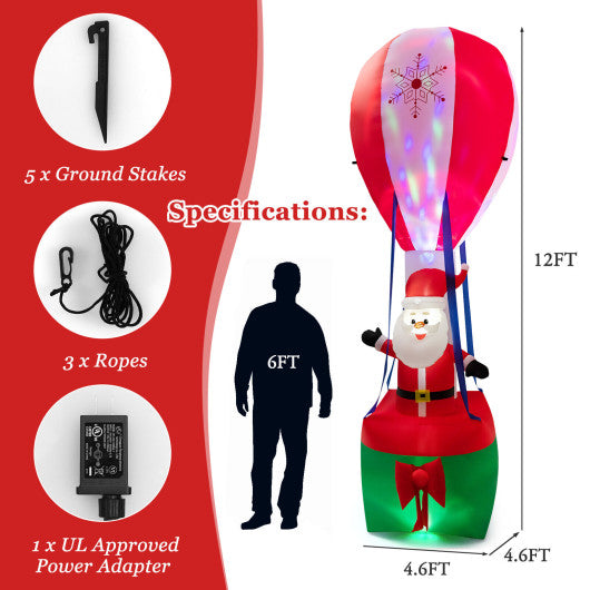 12 Feet Inflatable Hot Air Balloon and Santa Claus Decoration