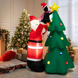 6 Feet Inflatable Christmas Tree and Santa Claus with LED and Air Blower