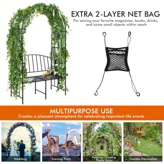 Steel Garden Arch with 2-Seat Bench