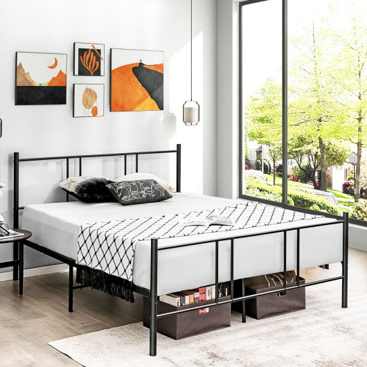Full/Queen Size Platform Bed Frame with High Headboard-Full Size