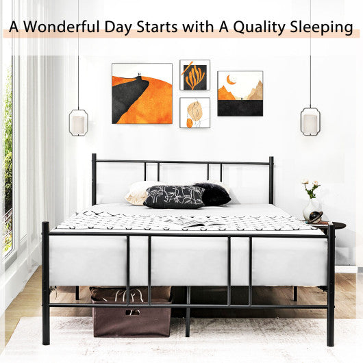Full/Queen Size Platform Bed Frame with High Headboard-Queen Size
