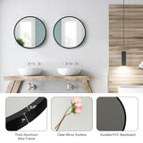 16-inch Round Wall Mirror with Aluminum Alloy Frame-Black