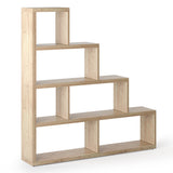 6 Cubes Ladder Shelf Corner Bookshelf Storage Bookcase-Natural