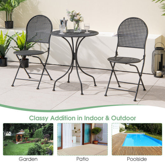 3 Pieces Patio Bistro Set Outdoor Conversation Furniture Table and Folding Chair