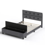 Full/Queen/Twin Upholstered Bed Frame with Ottoman Storage-Queen Size
