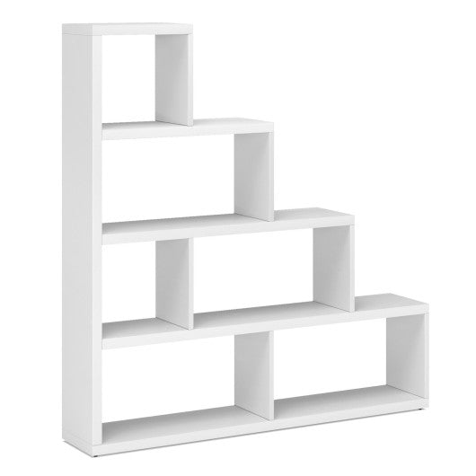 6 Cubes Ladder Shelf Corner Bookshelf Storage Bookcase-White