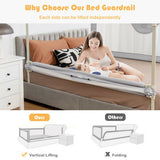 57 Inches Bed Rail for Toddlers with Double Lock-Gray