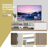 63 Inch TV Stand with Push-to-Open Door Cabinet for TVs up to 75 Inch