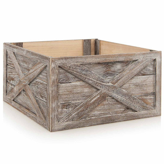 28.5 Inch Wooden Tree Collar Box for Indoor/Outdoor Use-Gray