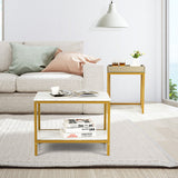 2 Pieces Nesting Coffee Table Set for Living Room-White