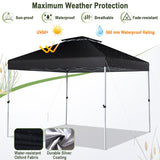 2-Tier 10 x 10 Feet Pop-up Canopy Tent with Wheeled Carry Bag-Black