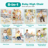 6-in-1 Convertible Baby High Chair with Adjustable Removable Tray-Yellow
