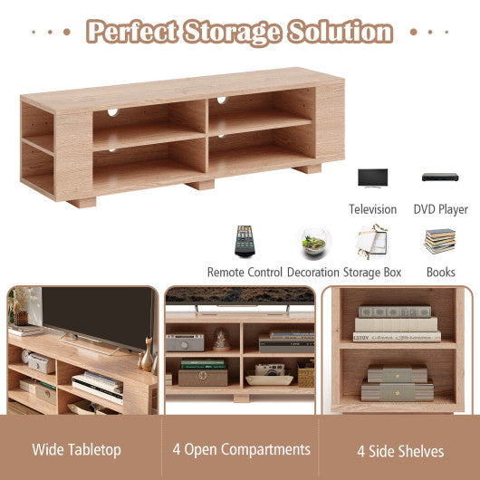 TV Stand Modern Wood Storage Console Entertainment Center-Natural