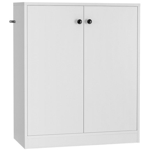 2 Door Storage Base Cabinet with 3-Tier Shelf-White