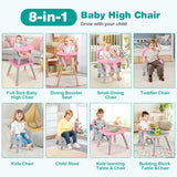 6-in-1 Convertible Baby High Chair with Adjustable Removable Tray-Pink