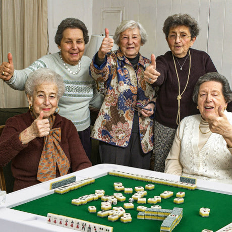 4-Player Mahjong Game Table with Iron Frame