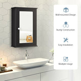 Bathroom Wall Cabinet with Single Mirror Door-Brown