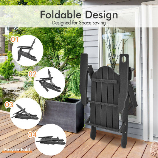 Foldable Weather Resistant Patio Chair with Built-in Cup Holder-Black