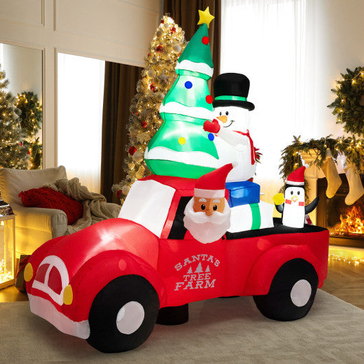 8 Feet Wide Inflatable Santa Claus Driving a Car with LED and Air Blower