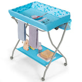Baby Changing Table with Safety Belt and 4-side Defence-Blue