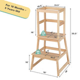 2-in-1 Multifunctional Toddler Step Stool with Safety Rail-Natural