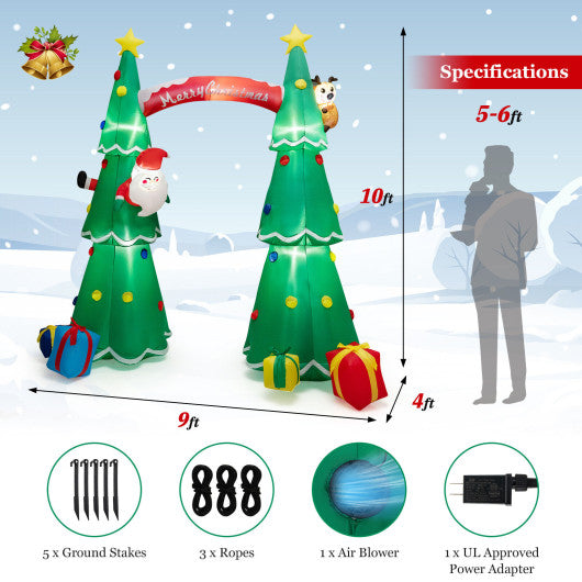 10 Feet Tall Inflatable Christmas Arch with LED and Built-in Air Blower