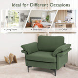 Modern Fabric Accent Armchair with Original Distributed Spring and Armrest Cushions-Army Green