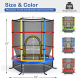 55 Inch Kids Recreational Trampoline Bouncing Jumping Mat with Enclosure Net-Yellow