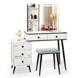 Vanity Makeup Table Set with Lighted Mirror-White