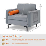Modern Accent Chair with Bolster and Side Storage Pocket-Gray