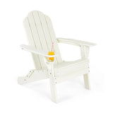 Foldable Weather Resistant Patio Chair with Built-in Cup Holder-White