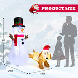 6 Feet Tall Inflatable Snowman and Dog Set Christmas Decoration with LED Lights