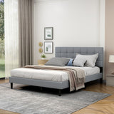 Full/Queen Size Upholstered Platform Bed Frame with Storage Ottoman-Queen Size