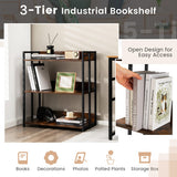 3/5-Tier Industrial Bookshelf Storage Shelf Display Rack with Adjustable Shelves-3-Tier