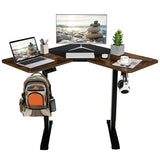 L-shaped Electric Standing Desk with 4 Memory Positions and LCD Display-Rustic Brown