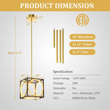 Modern LED Pendant Light with 42 Inches Adjustable Suspender-Golden