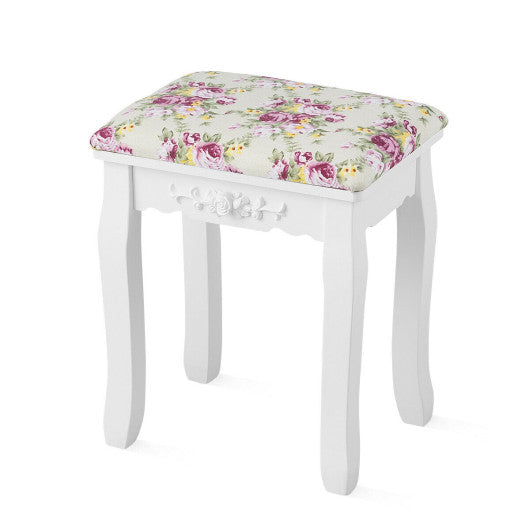 Makeup Dressing Table and Bench 3 Drawers and Cushioned Stool for Girls-White