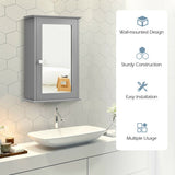 Bathroom Wall Cabinet with Single Mirror Door-Gray