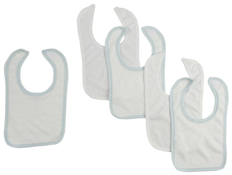 White Bib With Blue Trim and White Trim (Pack of 5)