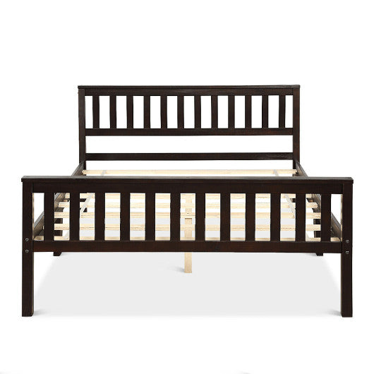 Full Size Wood Platform Bed Frame with Headboard and Footboard
